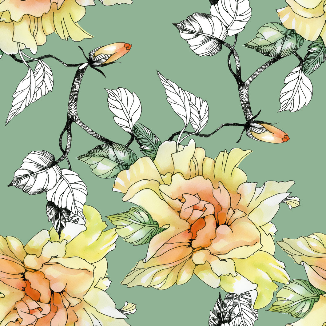 Mint Tissue Paper Pastel Florals
